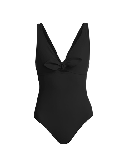 Shop Karla Colletto Swim Women's Basics V-neck Low-back One-piece Swimsuit In Black