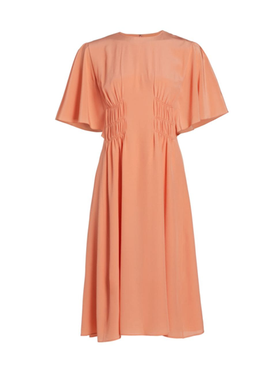 Shop Chloé Women's Elasticized Silk Midi-dress In Muted Clay