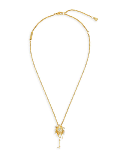 Shop Givenchy Women's Daisy Necklace In Metal And Enamel With Crystal In Golden White