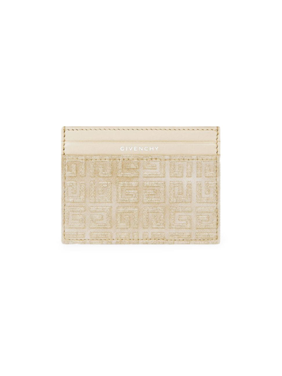 Shop Givenchy Women's Giv Cut Card Holder In 4g Lurex Embroidery And Leather In Dusty Gold