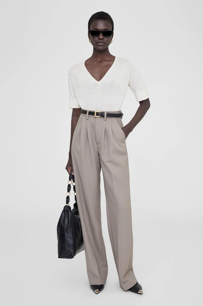 Shop Anine Bing Carrie Pant In Taupe