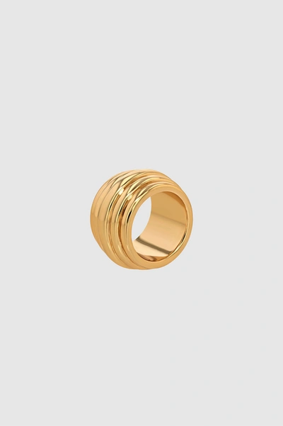 Shop Anine Bing Chunky Ribbed Ring In Gold In 14k Gold