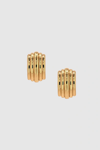 Shop Anine Bing Chunky Ribbed Earrings In Gold In 14k Gold