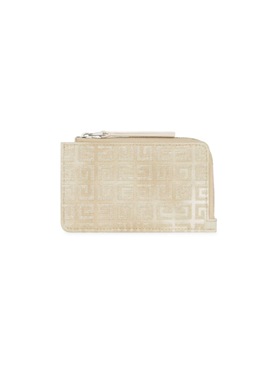 Shop Givenchy Women's Giv Cut Zipped Cardholder In 4g Lurex And Leather In Dusty Gold