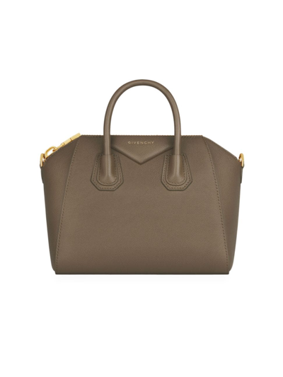 Shop Givenchy Women's Small Antigona Bag In Grained Leather In Taupe