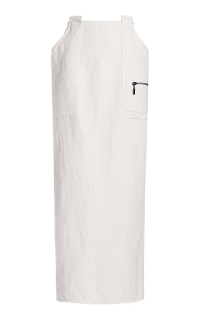 Shop Maticevski Preference Zip-detailed Linen-blend Midi Skirt In White