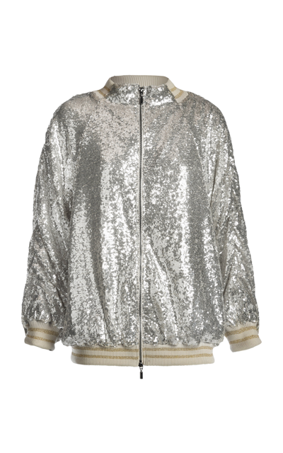 Shop Maticevski Polarity Cotton-blend Bomber Jacket In Silver