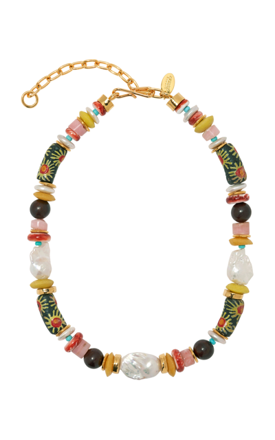 Shop Lizzie Fortunato Souvenir Gold-plated Beaded Necklace In Multi