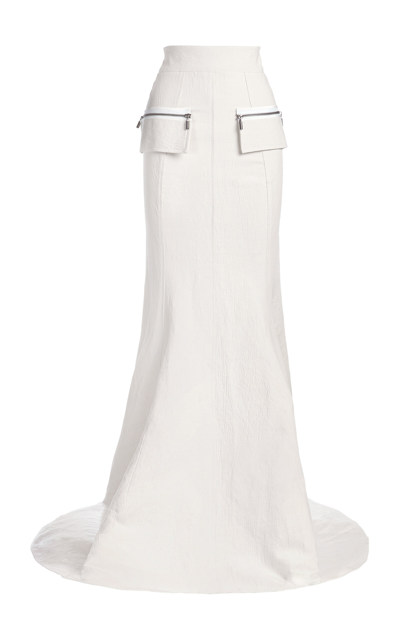 Shop Maticevski Unknown Pocket-detailed Linen-blend Maxi Skirt In Ivory