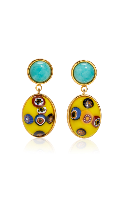 Shop Lizzie Fortunato Murano Muse Gold-plated Glass Earrings In Yellow