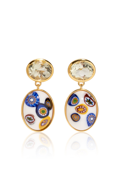 Shop Lizzie Fortunato Murano Muse Gold-plated Amethyst; Glass Earrings In White