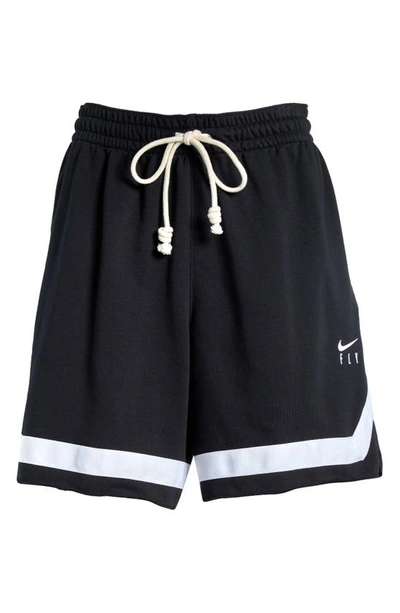 Shop Nike Swooshy Fly Fleece Shorts In Black/ White/ White