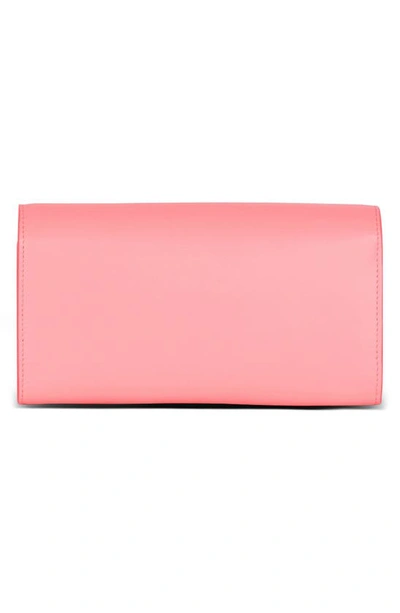 Shop Balmain B-buzz Lambskin Leather Wallet On A Chain In Pink