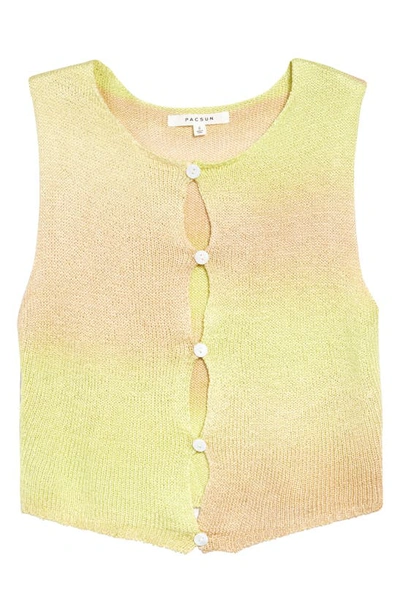 Shop Pacsun Sunny Sleeveless Button-up Knit Tank In Lime Combo