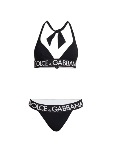 Shop Dolce & Gabbana Women's Logo Bikini In Nero