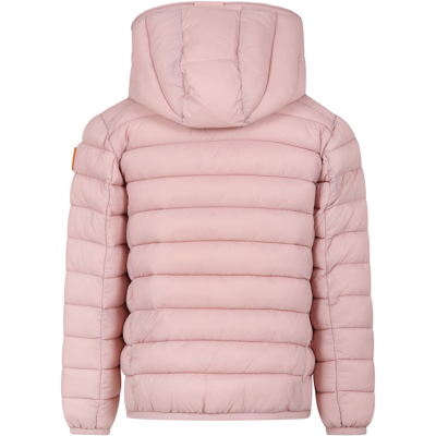 Save The Duck Pink Lily Down Jacket For Girl With Logo In Pink