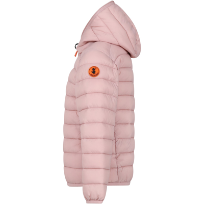 Save The Duck Pink Lily Down Jacket For Girl With Logo In Pink