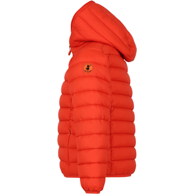 Shop Save The Duck Red Dony Down Jacket For Boy With Logo