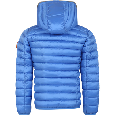 Shop Save The Duck Light Blue Down Jacket Iris For Girl With Logo