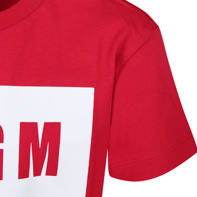Shop Msgm Fuchsia T-shirt For Kids With Logo