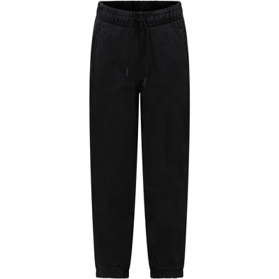Msgm Black Trousers For Kids With Logo In Black