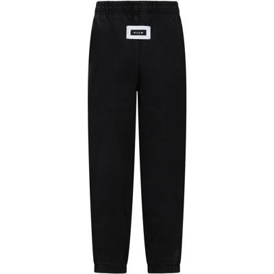 Msgm Black Trousers For Kids With Logo In Black