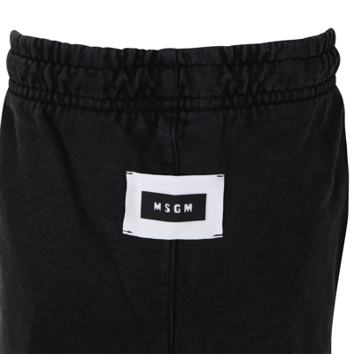 Msgm Black Trousers For Kids With Logo In Black