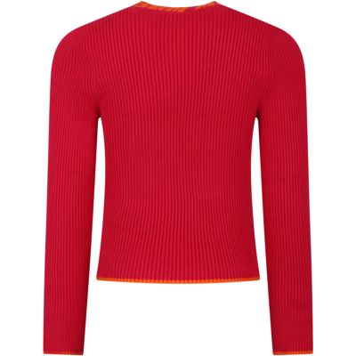 Msgm Intarsia-knit Ribbed Jumper In Fuchsia