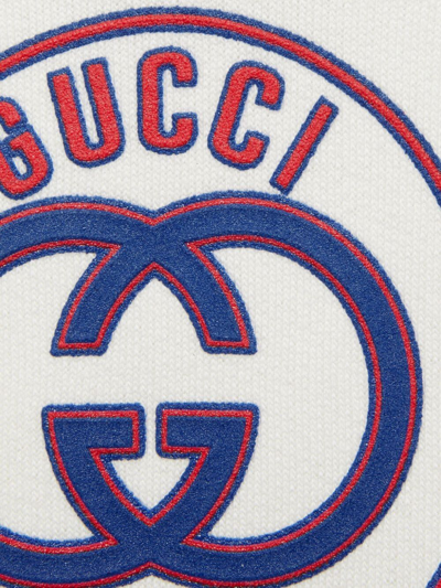 Shop Gucci Sweatshirt Felted Cotton Jersey In New White Avio Mc