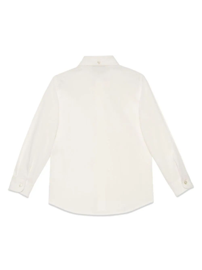 Shop Gucci Shirt Stretch Cotton Popeline In Soft White