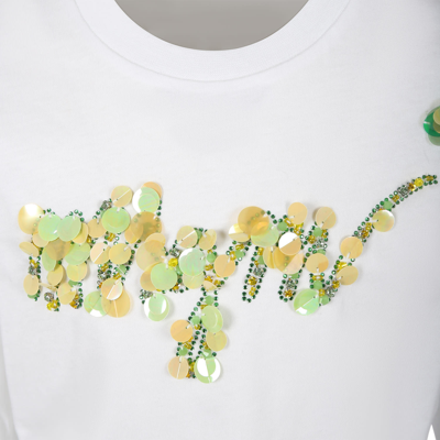 Shop Msgm White T-shirt For Girl With Logo And Sequins