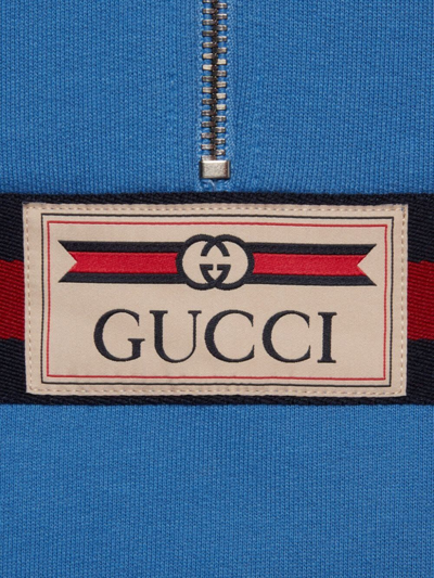 Shop Gucci Jacket Felted Cotton Jersey In Avio Mix