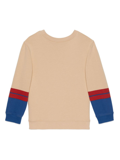 Shop Gucci Sweatshirt Felted Cotton Jersey In Sweet Cream Avio Mc