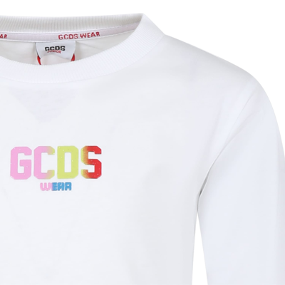 Shop Gcds Mini White T-shirt For Boy With Logo