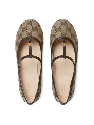 Shop Gucci Ballet Fabric In Beige Ebony Cocoa