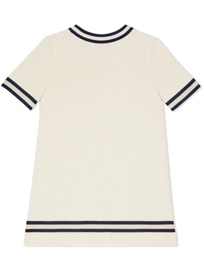 Shop Gucci Dress Felted Cotton Jersey In White Multicolor