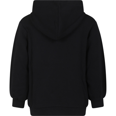 Shop Gcds Mini Black Sweatshirt For Kids With Alien Print And Logo
