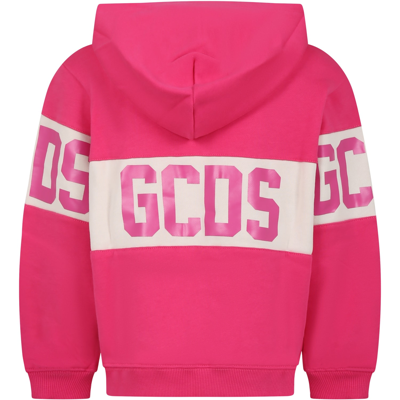 Shop Gcds Mini Fuchsia Sweatshirt For Girl With Logo