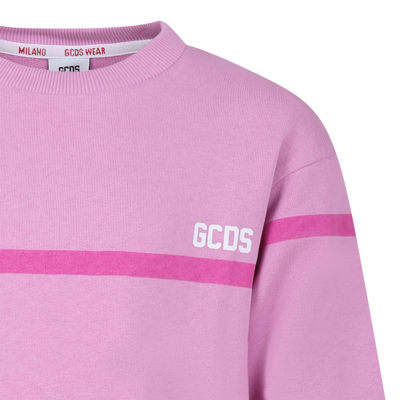Shop Gcds Mini Pink Sweatshirt For Girl With Logo