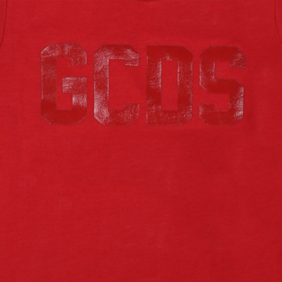 Shop Gcds Mini Red T-shirt For Baby Boy With Logo
