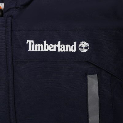Shop Timberland Blue Parka For Boy With Logo