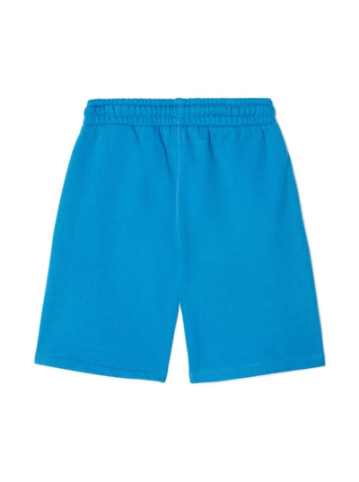 Shop Off-white Light Blue Shorts With Logo In Cotton Boy