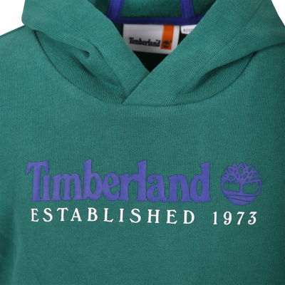Shop Timberland Green Sweatshirt For Boys With Logo