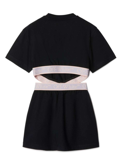 Shop Off-white Bookish Logo Band Dress S/s In Black