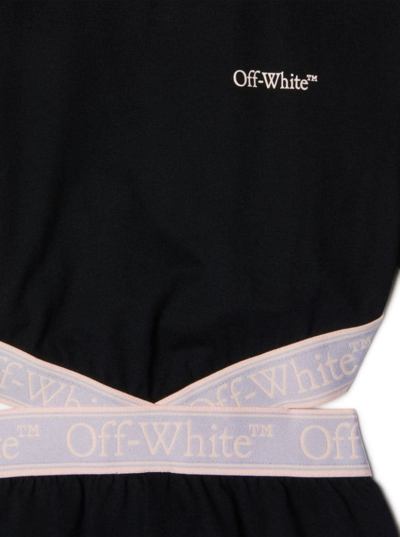 Shop Off-white Black Mini Dress With Band In Cotton Girl