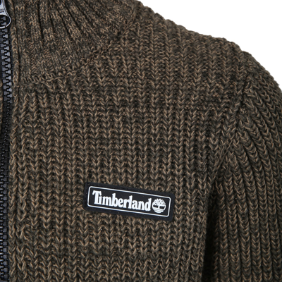 Shop Timberland Green Sweater For Boy With Zip