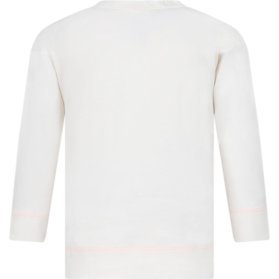 Billieblush Ivory T-shirt For Girl With Heart And Writing In Ivory
