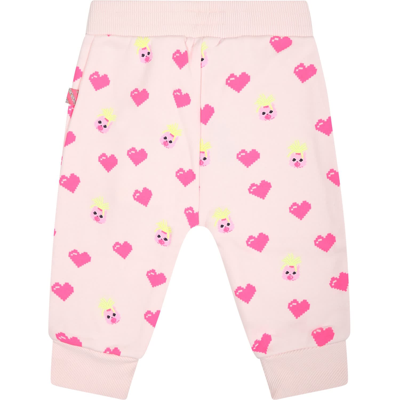 Shop Billieblush Pink Trousers For Baby Girl With Herats And Llama