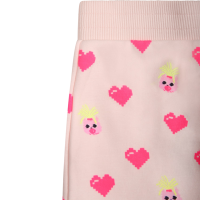 Shop Billieblush Pink Trousers For Baby Girl With Herats And Llama