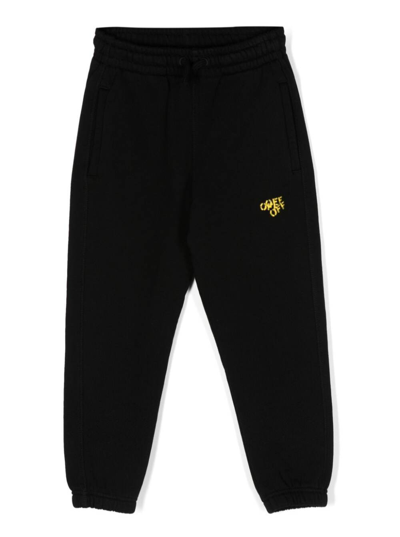 Shop Off-white Black Jogger Pants With Logo In Cotton Boy